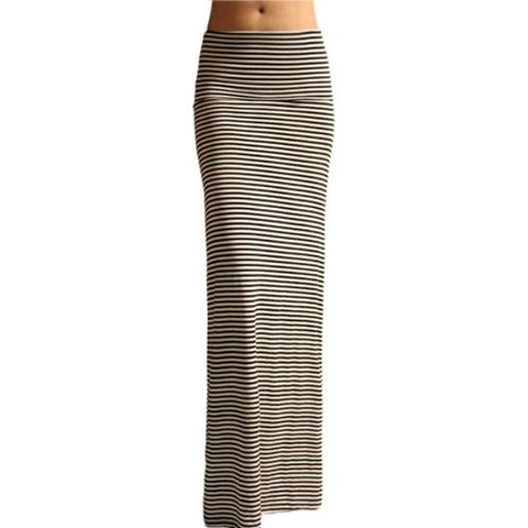 Azules Women's Rayon Span Maxi Skirt (Black/White / Medium)