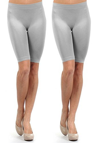 Yelete Seamless Spandex Shorts - Grey- Pack of 2