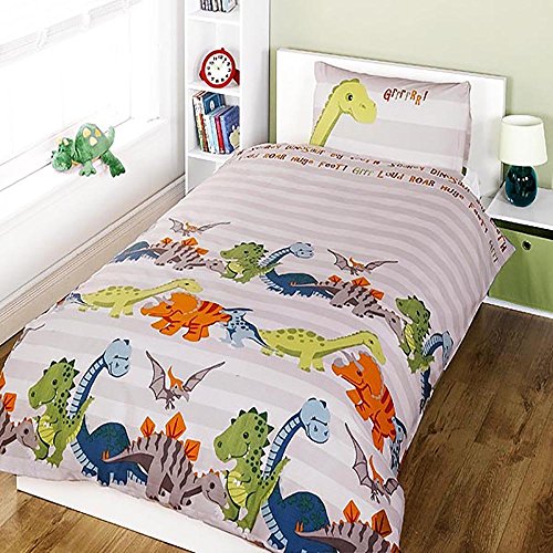 Generic Duvet Cover Single 'Dinosaur Natural' Design' white Design - 138cm x 200cm Pillowcase size: 48cm x 74cm