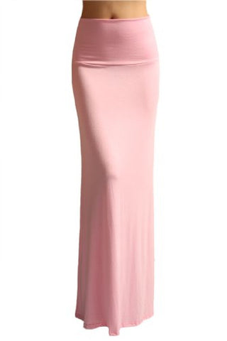 Azules Women's Rayon Span Maxi Skirt (Vintage Pink / Small)