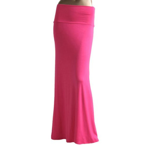 Azules Women'S Rayon Span Maxi Skirt - Solid (True Fuchsia / Small)