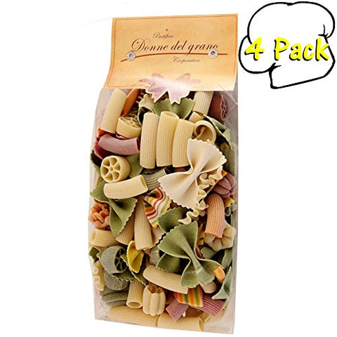 Italian Donne Del Grano Pastas Organic Leftovers (Monnezza) Colored Pasta - 17.6oz (500gm)