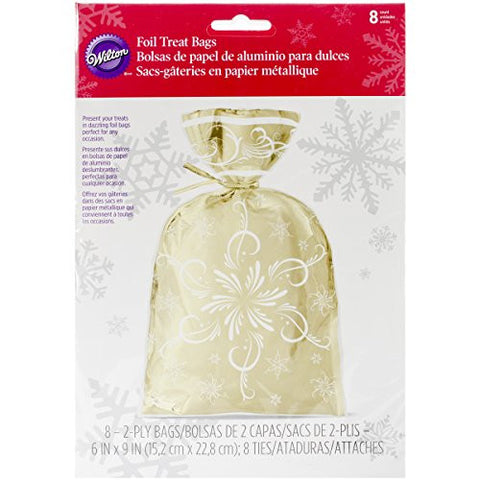 Wilton Treat Bags - Foil Sparkle & Cheer(8 bags with twist ties)