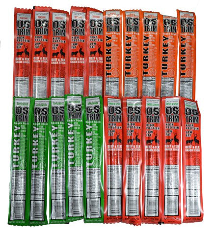 Ostrim Turkey Applewood 1.5oz,
Ostrim Turkey Maple Brown Sugar 1.5oz,
Ostrim Beef/Elk Sweet & Spicy 1.5oz and
Ostrim Beef/Elk Teriyaki 1.5oz