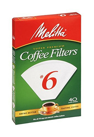 Melitta 626402 Cone Coffee Filters, 40 Count, White