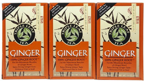 Triple Leaf Tea - 20 bag Ginger Tea (100% ginger root)