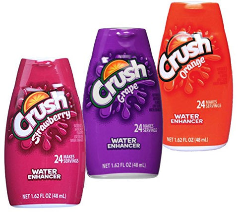 CRUSH 1.62 oz Liquid Water Enhancers Bundle Pack of 3 - Grape, Strawberry and Orange