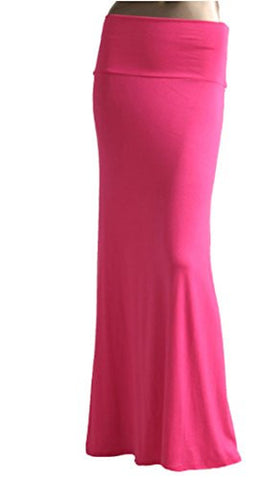 Azules Women'S Rayon Span Maxi Skirt - Solid (Fuchia / Large)