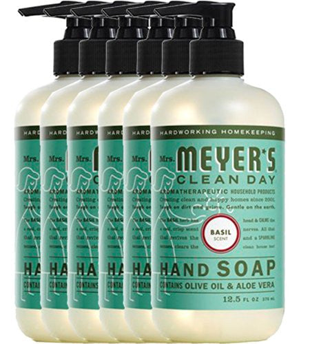 Mrs. Meyer's Clean Day Liquid Hand Soap, 12.5-Ounce Bottles (Case of 6),Pack of 6,Basil