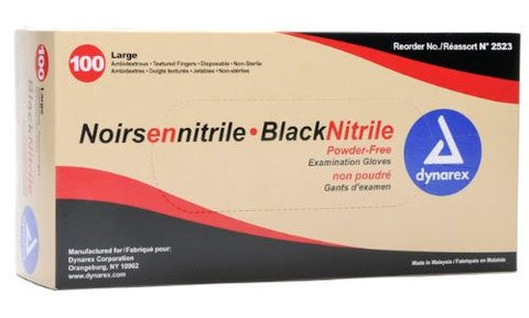 Black Nitrile Exam Gloves (non-latex) Powder Free M, Black 10/100/Cs