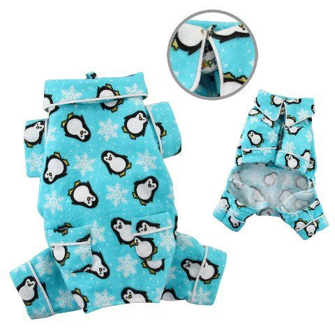 Penguins & Snowflake Flannel PJ With 2 Pockets, Tuquoise, S