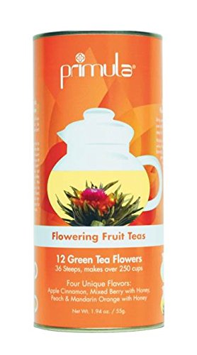 Primula Gift Canister of 12 Variety Flowering Green Teas (3 Apple Cinnamon, 3 Mixed Berry with Honey, 3 Peach, 3 Mandarin Orange with Honey) (not in pricelist)