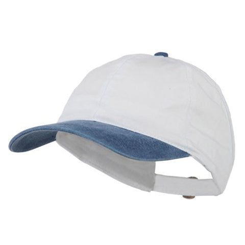 Otto Cap Washed Pigment Dyed Cotton Twill Ponytail Low Profile Pro Style - Navy/White