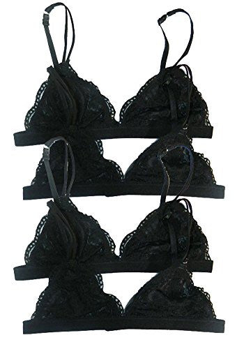 Anemone Women's Lace Bralette (2 Pack),Medium / Large,4 Pack: All Black