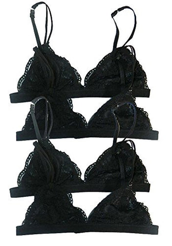 Anemone Women's Lace Bralette (2 Pack),Medium / Large,4 Pack: All Black