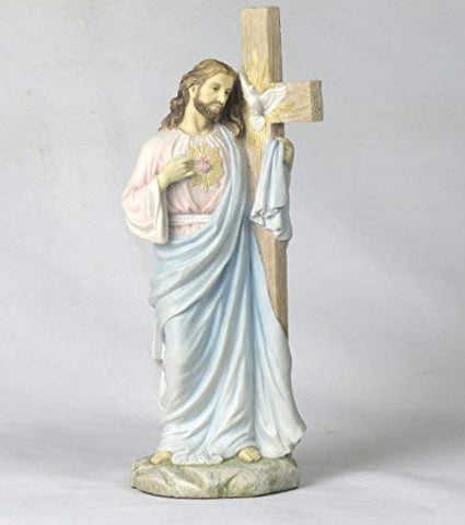 Jesus With Sacred Heart Leaning On The Dove Cross (Light Color)