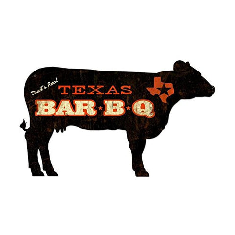 Texas BBQ Cow custom metal shape measures 28 inches by 16 inches