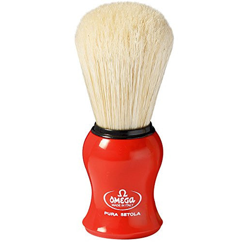 10065 Pure Bristle Shaving Brush, Plastic Handle, Red