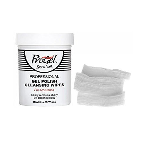Supernail ProGel Pre-Moistened Gel Polish Cleansing Wipes, 65 count
