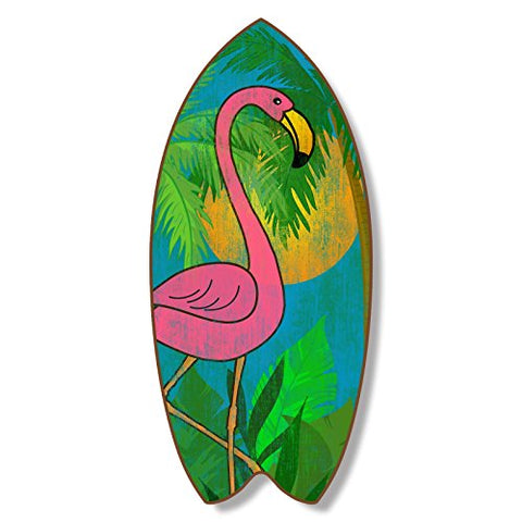 Pink Flamingo Big Kahuna's Large Surfboard Sign, 7.5" x 18" x .5"