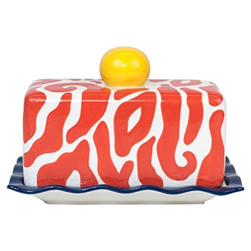 Zebra Covered Butter Dish - Persimmon