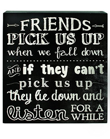 Friends Pick Us Up Wall Box Sign Black White, 5in L x 6in H