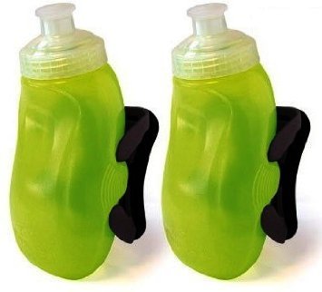 SnapFlask Xtech Modules with Push-Pull Cap 2 pack of Amphipod Green Bottles/Charcoal Module Clips, 2 x 10.5 oz