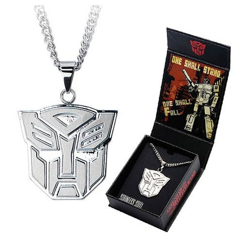 Hasbro Men's Transformers Autobot Stainless Steel 24" Necklace (Silver Tone)