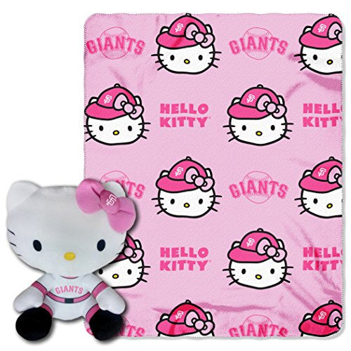 San Francisco Giants MLB Hello Kitty Hugger 12" and Fleece Throw Set, 40”x 50”