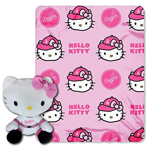Los Angeles Dodgers MLB Hello Kitty Hugger 12" and Fleece Throw Set, 40”x 50”