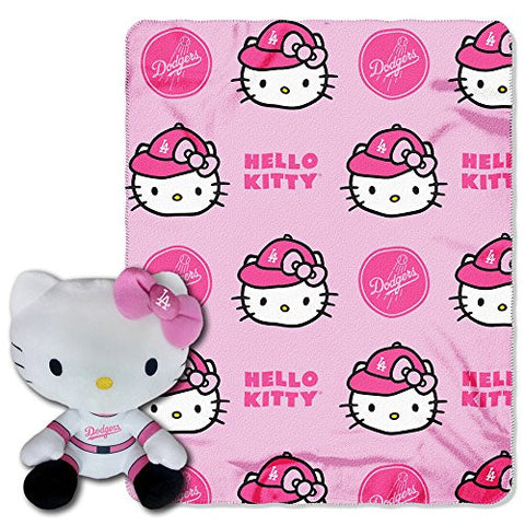 Los Angeles Dodgers MLB Hello Kitty Hugger 12" and Fleece Throw Set, 40”x 50”