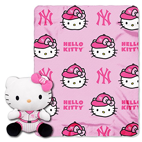 New York Yankees MLB Hello Kitty Hugger 12" and Fleece Throw Set, 40”x 50”