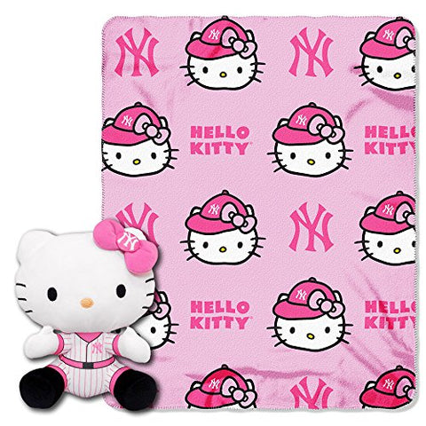 New York Yankees MLB Hello Kitty Hugger 12" and Fleece Throw Set, 40”x 50”