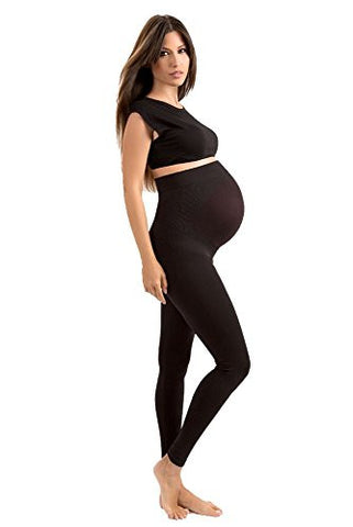 High-Performance Maternity Belly Lift and Support Leggings - Black, Large