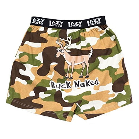 Lazy One Comical Boxers, Buck Naked, XL