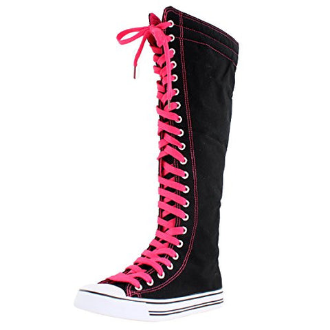 501H-W Lace Up Boots Black-Fuchsia 11 B(M) US