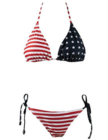 B704-Tieside Bikini, American Flag, Medium