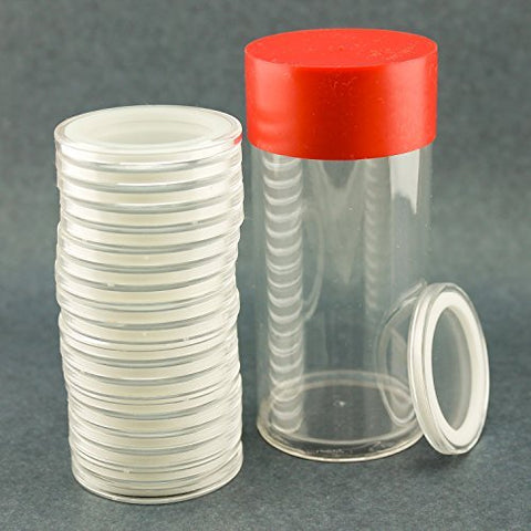 Storage Tubes for AirTite Coin Capsules, Model I, and Air-Tite Coin Holders with White Rings, Model I, U.S. Silver Eagle, 40mm - 20ct