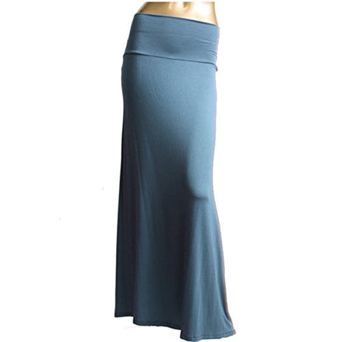 Azules Women's Rayon Span Maxi Skirt (Indigo Blue / Small)