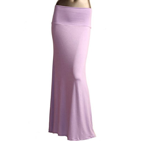 Azules Women's Rayon Span Maxi Skirt (Lavender / Small)