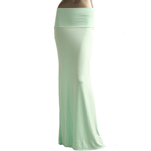 Azules Women's Rayon Span Maxi Skirt (Light Mint / Small)