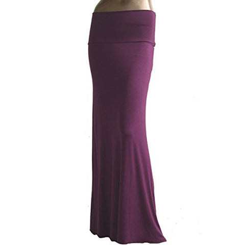 Azules Women's Rayon Span Maxi Skirt (Purple / X-Large)