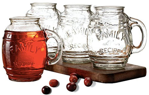 Family Recipe Small Barrel Mugs, 4pc Set