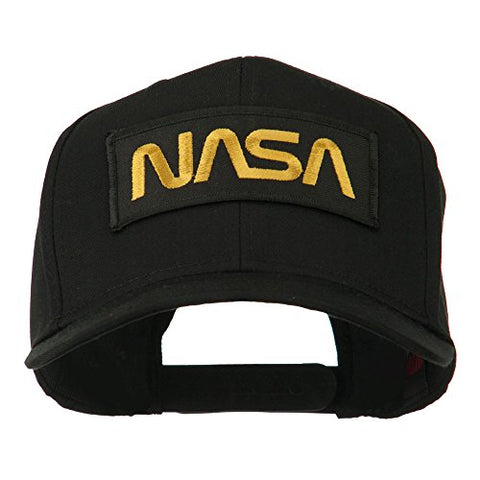 Otto:Ace World, Black NASA Embroidered Patched High Profile Cap - Black (fitting up to 7 1/2)