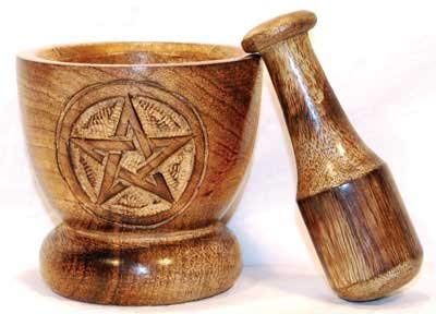Wooden Pentagram Mortar And Pestle Set 3 3/4" X 3 1/2"