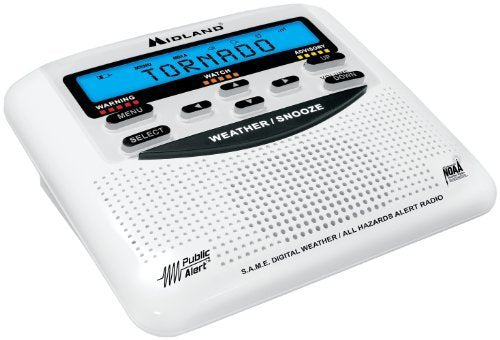 Midland WR120B - Weather & Hazzard Alert Radio with S.A.M.E., Covers All US and Canadian Weather Channels, Built-In Alarm Clock