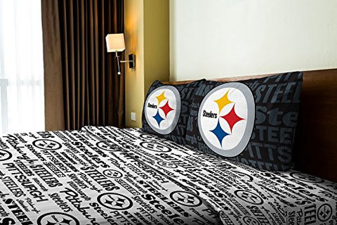 Pittsburgh Steelers NFL "Anthem" Full Sheet Set (1 Flat sheet 81” x 96” , 1 Fitted Sheet 54” x 75” , 2 pillow case 20” x 30”)