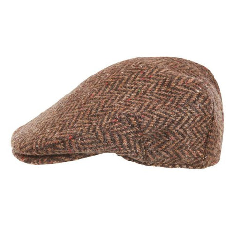 Hanna Hats of Donegal - Irish Flat Cap - Donegal Tweed - Brown Herringbone