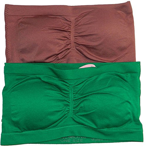 Anenome Women's Strapless Seamless Bandeau Padding (2 or 4 pack),One Size,Dusty Rose/Green