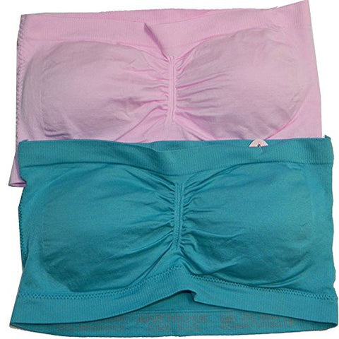 Anenome Women's Strapless Seamless Bandeau Padding (2 or 4 pack),One Size,Lt. Pink/Lt. Teal